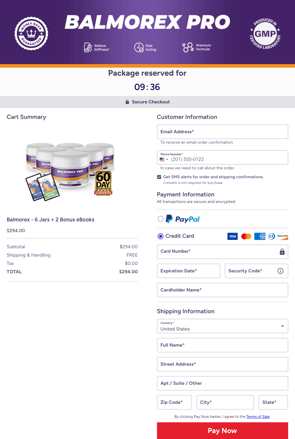 Balmorex Pro official site purchase page preview